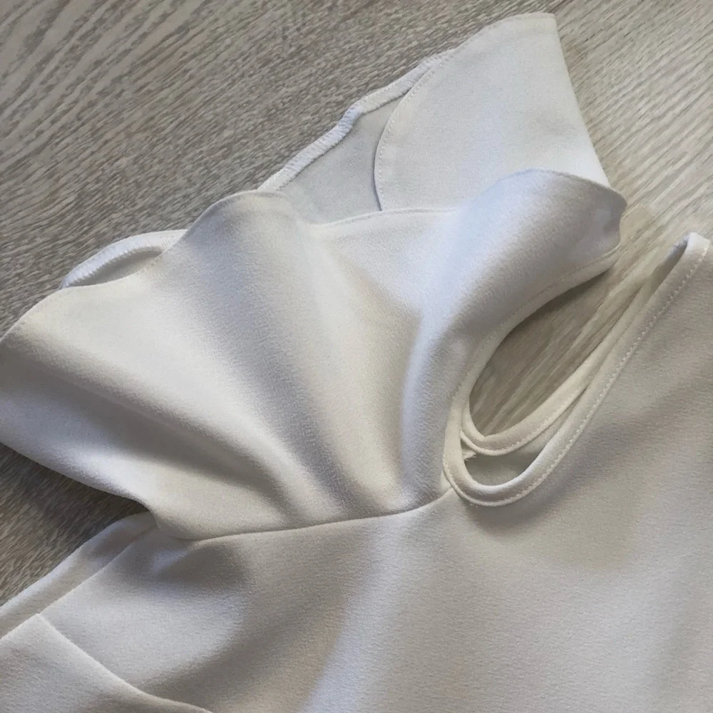 SheIn White Ruffle Cold Shoulder Mini Dress - Picture 16 of 16